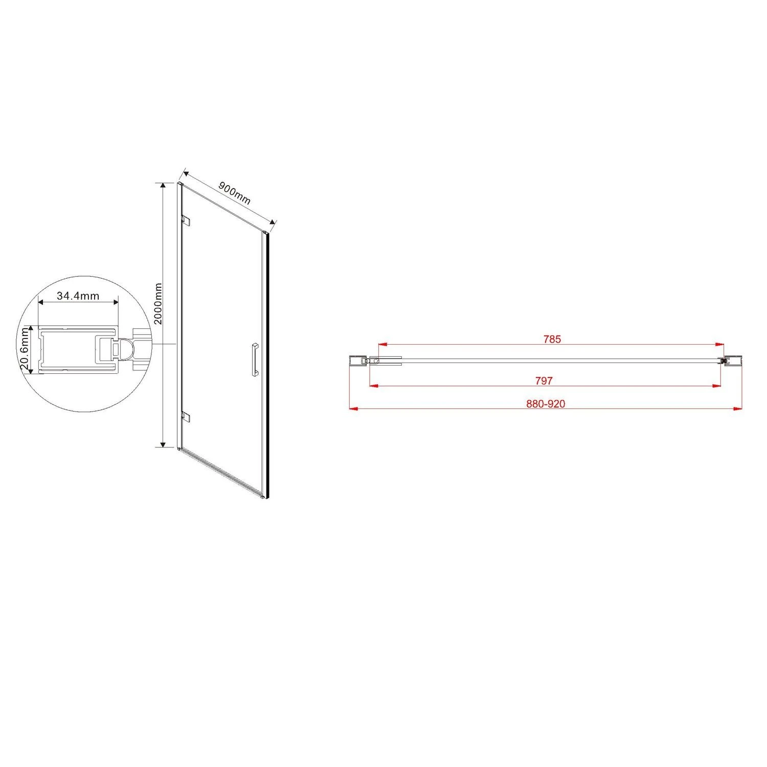 Душевая дверь Vincea Flex VDP-1F 90x200, стекло тонированное, профиль хром - фото 1
