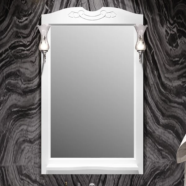 Зеркало Опадирис Брунелла 65x105, с отверстиями для светильников, цвет белый матовый
