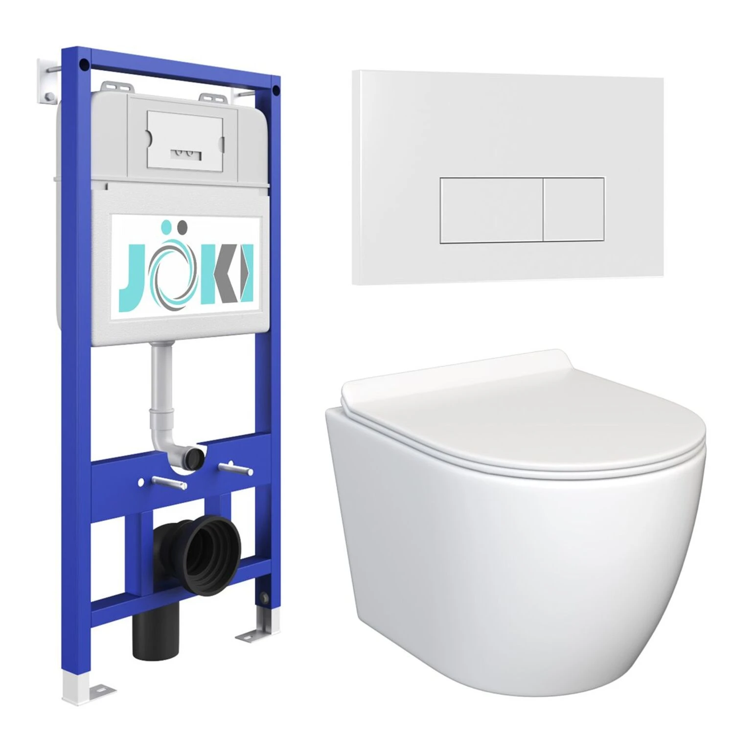 Комплект: JOKI Инсталляция JK01150+Кнопка JK018504WM белый+Stella JK1061016 белый унитаз