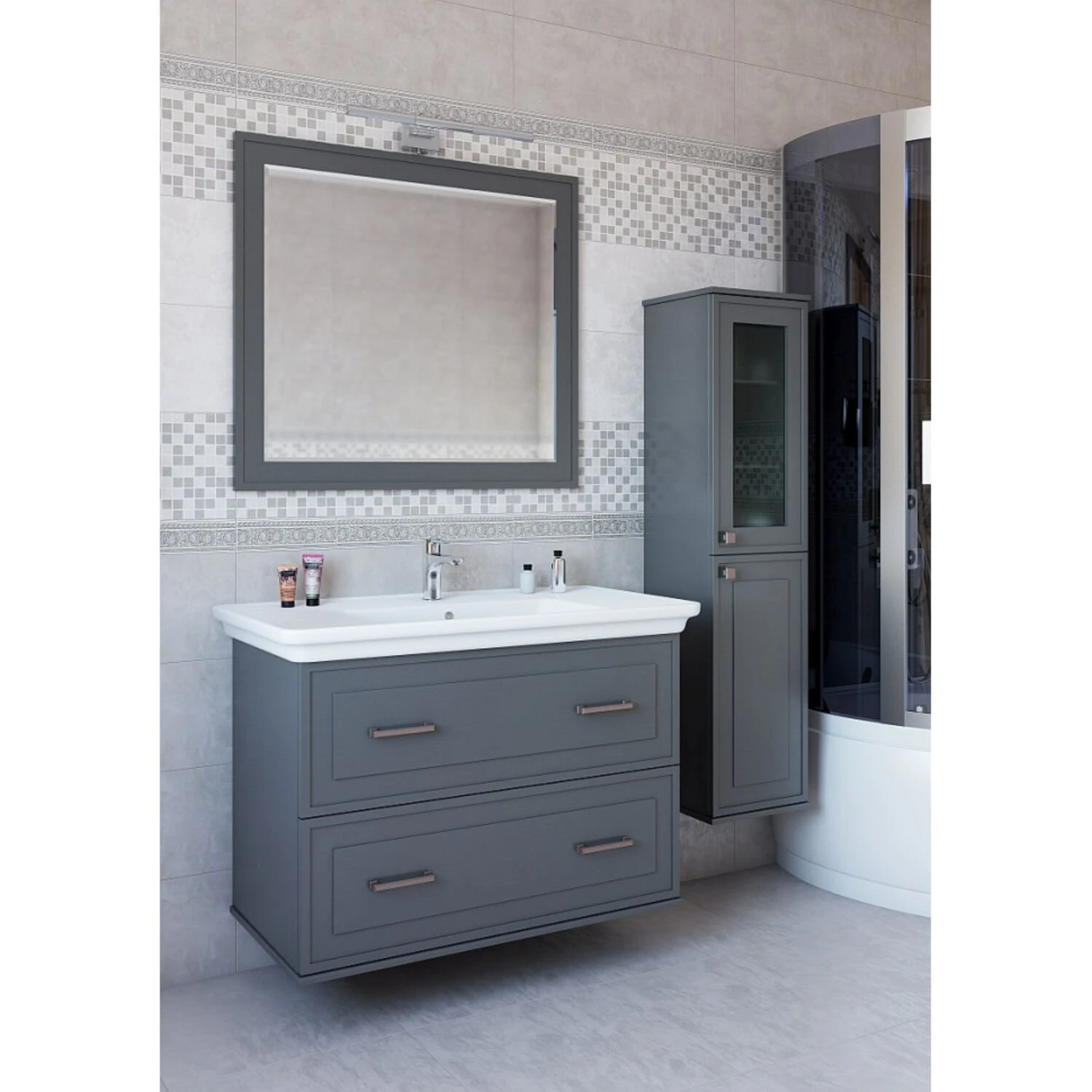 Зеркало Sanflor Модена 105x85, цвет серый