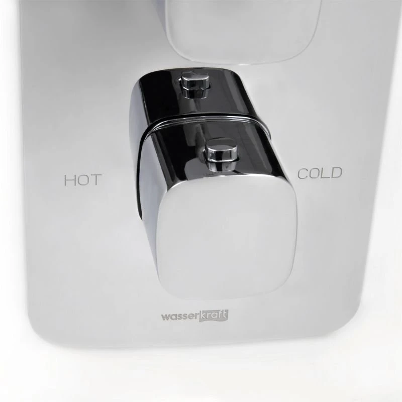 Смеситель WasserKRAFT Naab 8644 Thermo для ванны с душем, термостатический, встраиваемый, цвет хром
