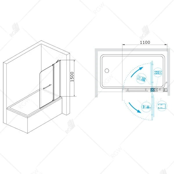 Шторка на ванну RGW Screens SC-03 110, стекло прозрачное, профиль хром