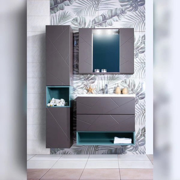 Мебель для ванной Бриклаер Кристалл 80, цвет ясень анкор темный / софт графит - фото 1