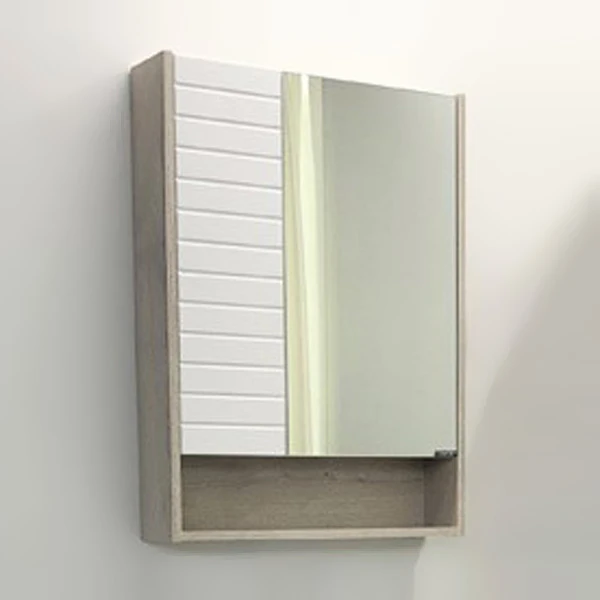 Шкаф-зеркало Comforty Клеон 60, цвет белый / дуб дымчатый
