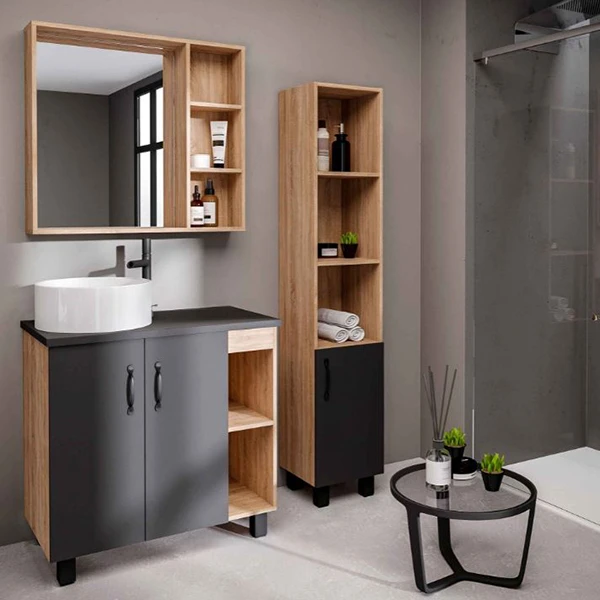 Мебель для ванной Grossman Флай 80, цвет серый / дуб сонома - фото 1