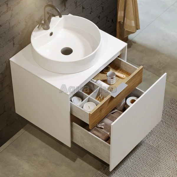 Мебель для ванной Aqwella Mobi 80, цвет белый/бетон светлый