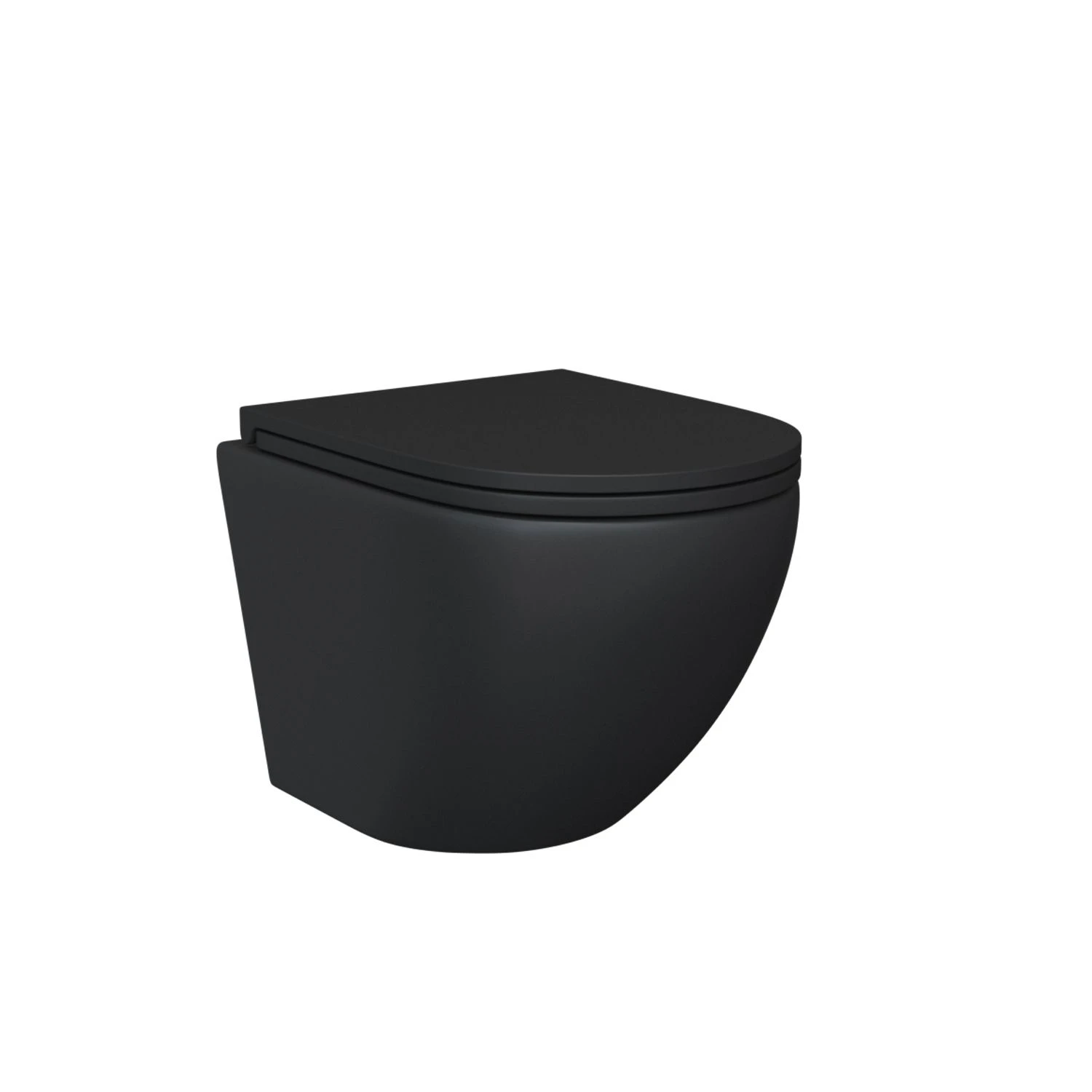 Унитаз Joki Stella Black JK1111019MB подвесной, безободковый, с сиденьем микролифт, цвет черный - фото 1