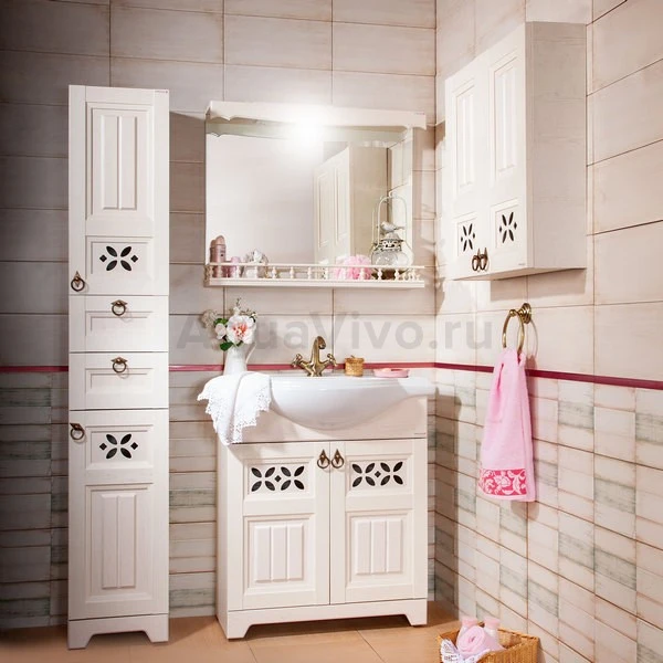 Мебель для ванной Бриклаер Кантри 80, цвет бежевый дуб прованс