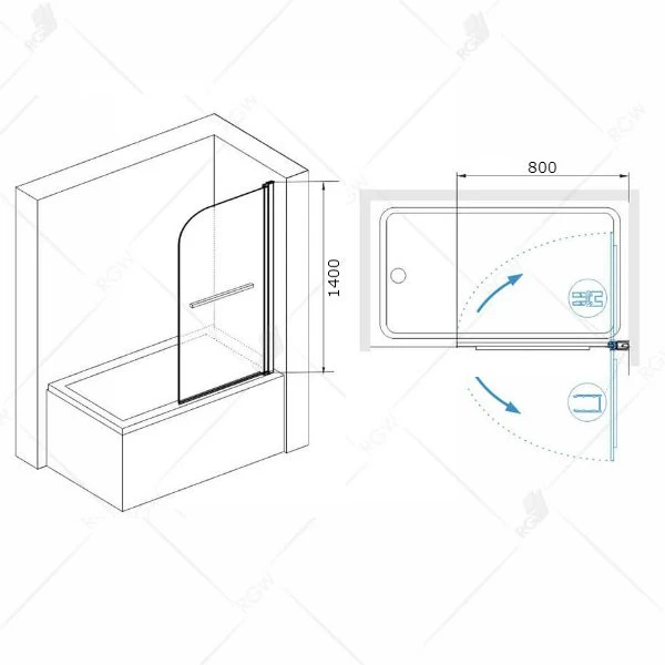 Шторка на ванну RGW Screens SC-14B 80, с полотенцедержателем, стекло прозрачное, профиль черный - фото 1