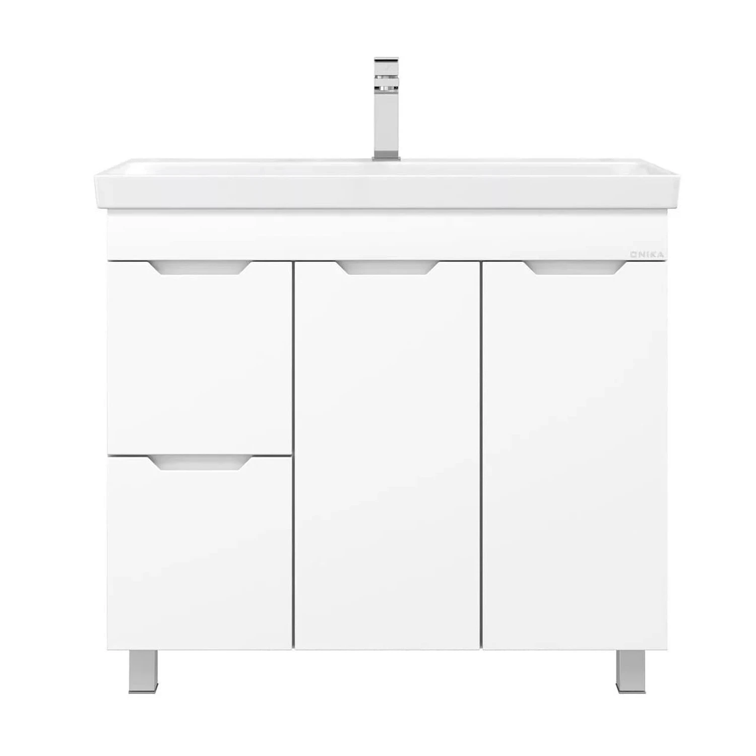 Мебель для ванной Оника Айленд 90, с бельевой корзиной, цвет белый