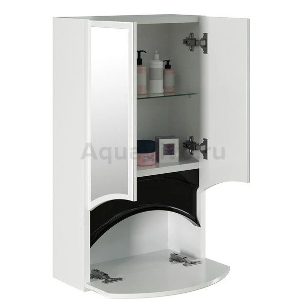 Шкаф-зеркало Mixline Радуга 46x80 с рисунком, цвет белый / черный - фото 1