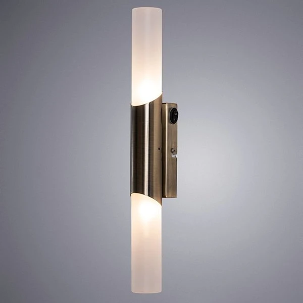 Бра Arte Lamp Aqua-Bastone A2470AP-2AB, арматура бронза, плафоны стекло белое, 45х8 см - фото 1