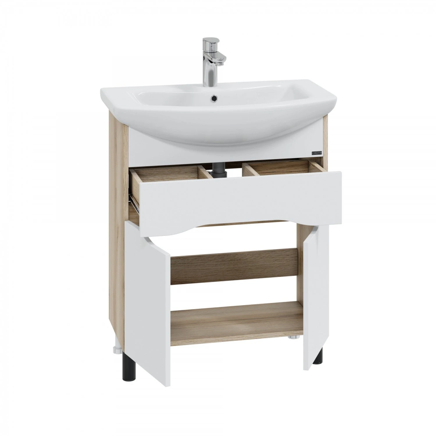 Мебель для ванной Санта Сатурн 70, напольная, с ящиком, цвет белый / дуб австрийский