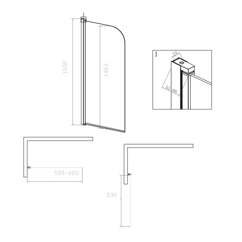 Шторка на ванну RGW Screens SC-109 60, стекло прозрачное, профиль хром - фото 1