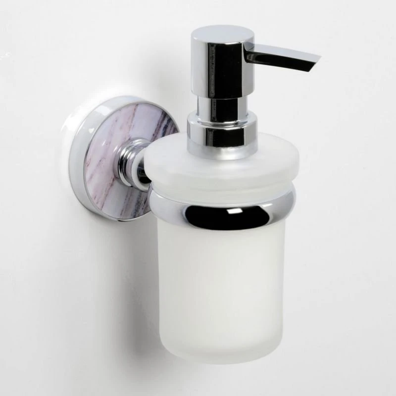 Дозатор WasserKRAFT Aland К-85099 для жидкого мыла, подвесной, цвет хром / горный мрамор - фото 1