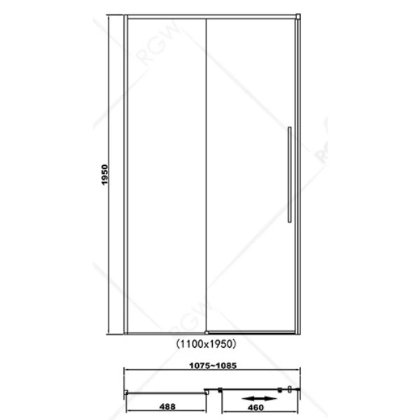 Душевая дверь RGW Stilvoll SV-12B 110x195, стекло прозрачное, профиль черный