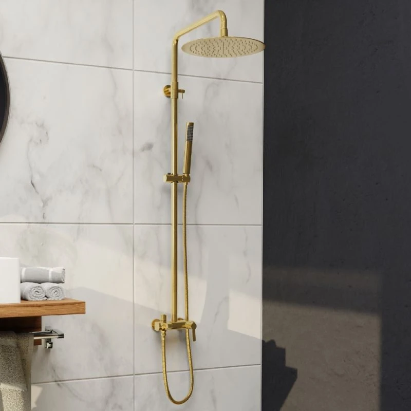 Душевая стойка RGW Shower Panels SP-31 G, с верхним душем, смесителем, цвет золото - фото 1