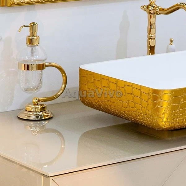Дозатор Boheme Murano 10909-G для жидкого мыла с подставкой, цвет золото