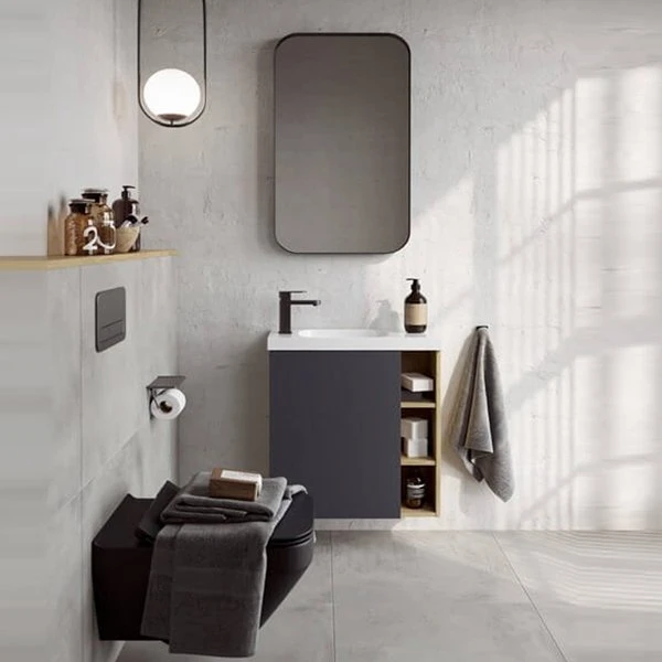 Мебель для ванной Aqwella Alba 60, левая, цвет дуб давос / серый матовый - фото 1