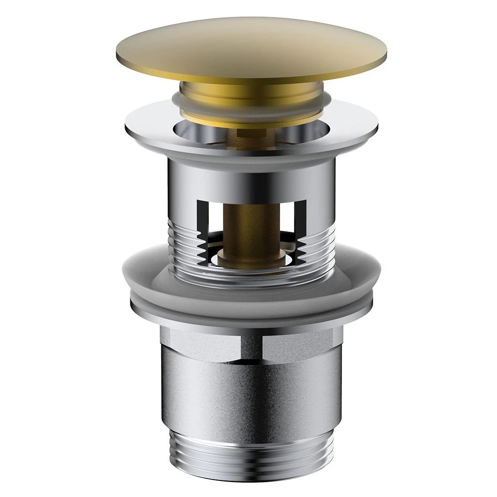 Донный клапан Vincea DPU-1B01BG для раковины, с переливом, Click Clack, цвет брашированное золото