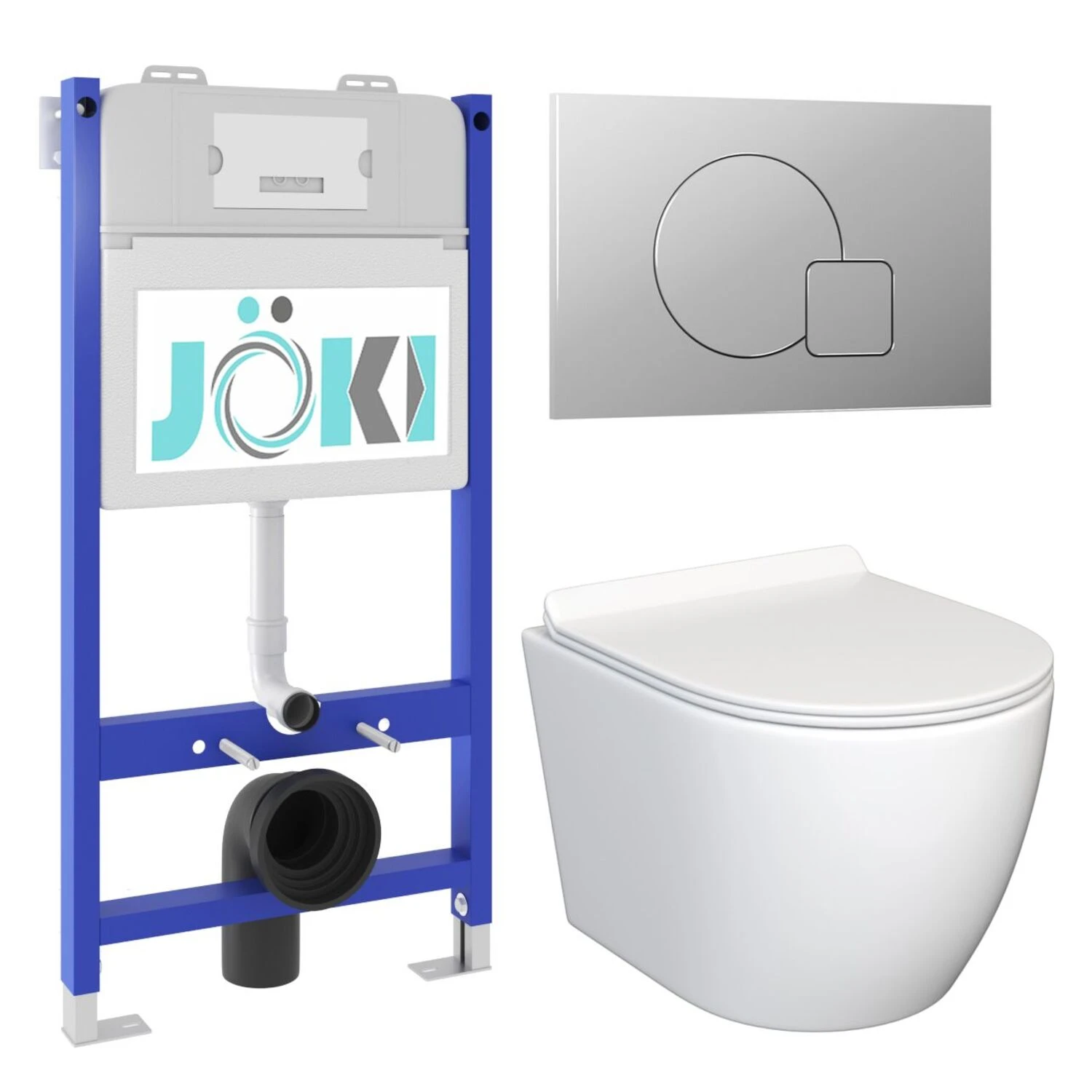 Комплект: JOKI Инсталляция JK03351+Кнопка JK022537CH хром+Stella JK1061016 унитаз белый