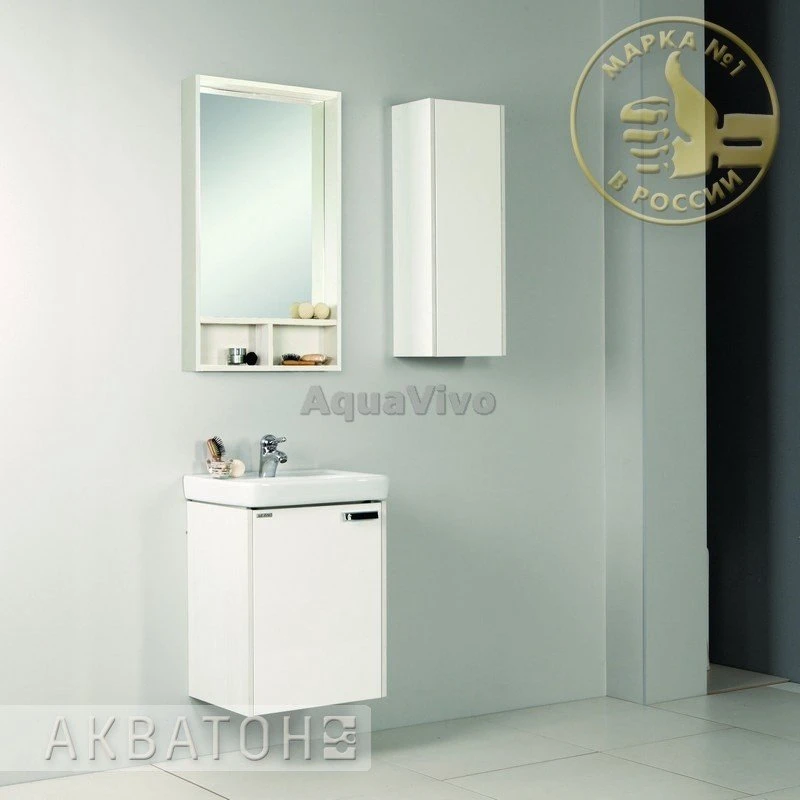 Мебель для ванной Акватон Йорк 50 M, цвет белый/выбеленное дерево