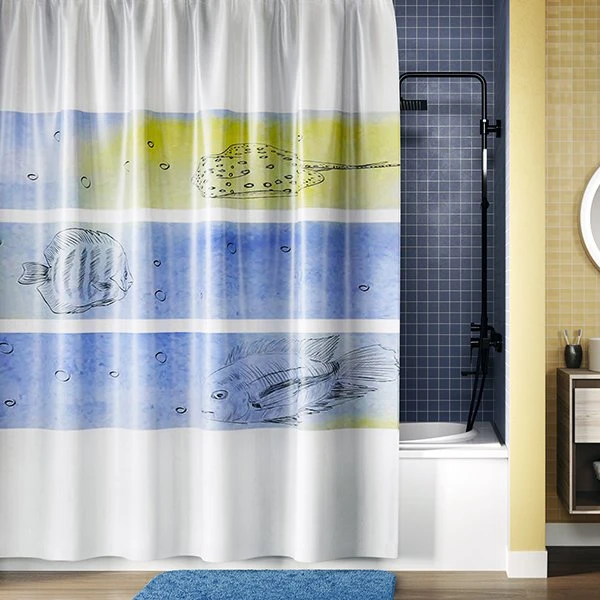 Штора для ванной WasserKRAFT Inn SC-43101, 180x200, цвет белый / синий - фото 1
