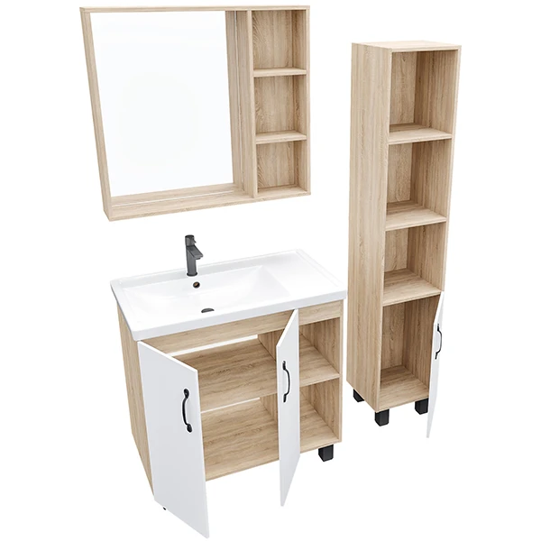 Мебель для ванной Grossman Флай 80, цвет белый / дуб сонома
