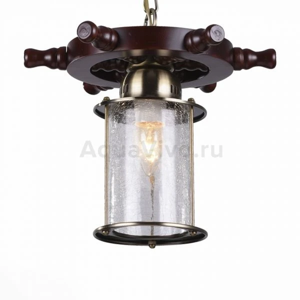Подвесной светильник ST Luce Volantino SL150.303.01, арматура металл / дерево, цвет бронза, коричневый, плафон стекло, цвет прозрачный