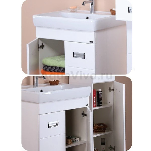 Мебель для ванной Оника Балтика-Квадро 55.10, цвет белый / хром - фото 1