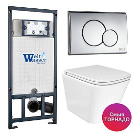 Комплект: Weltwasser Инсталляция Mar 507+Кнопка Mar 507 RD CR хром+Verna T JK3031025 белый унитаз, смыв Торнадо - фото 1