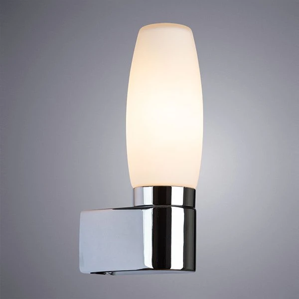 Бра Arte Lamp Aqua A1209AP-1CC, арматура хром, плафон стекло белое, 8х12 см - фото 1