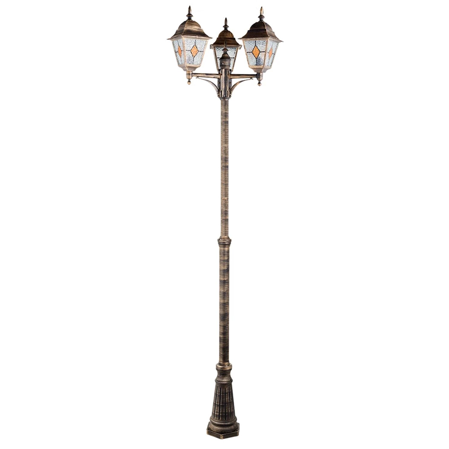 Парковый светильник Arte Lamp Madrid A1542PA-3BN, арматура черная / золото, плафон стекло прозрачное