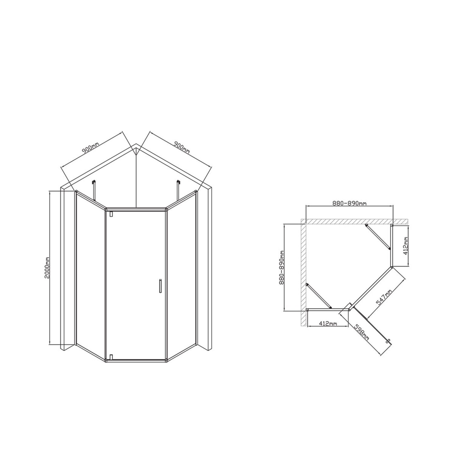 Душевой уголок Vincea Slim-U VSP-2SU 90x90, стекло прозрачное, профиль черный - фото 1