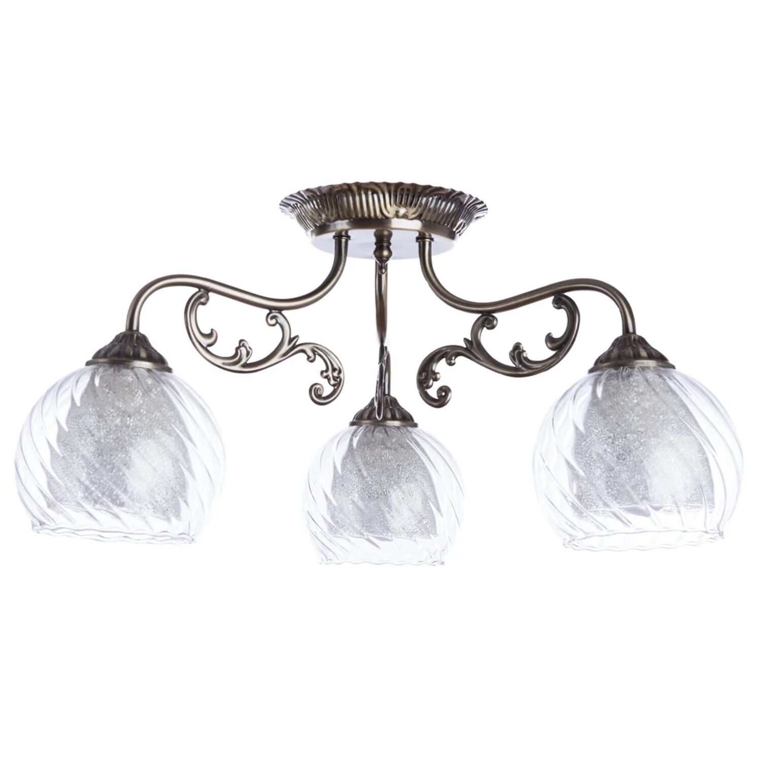 Потолочная люстра Arte Lamp Charlotte A7062PL-3AB, арматура античная бронза, плафон стекло c хрустальной крошкой прозрачное