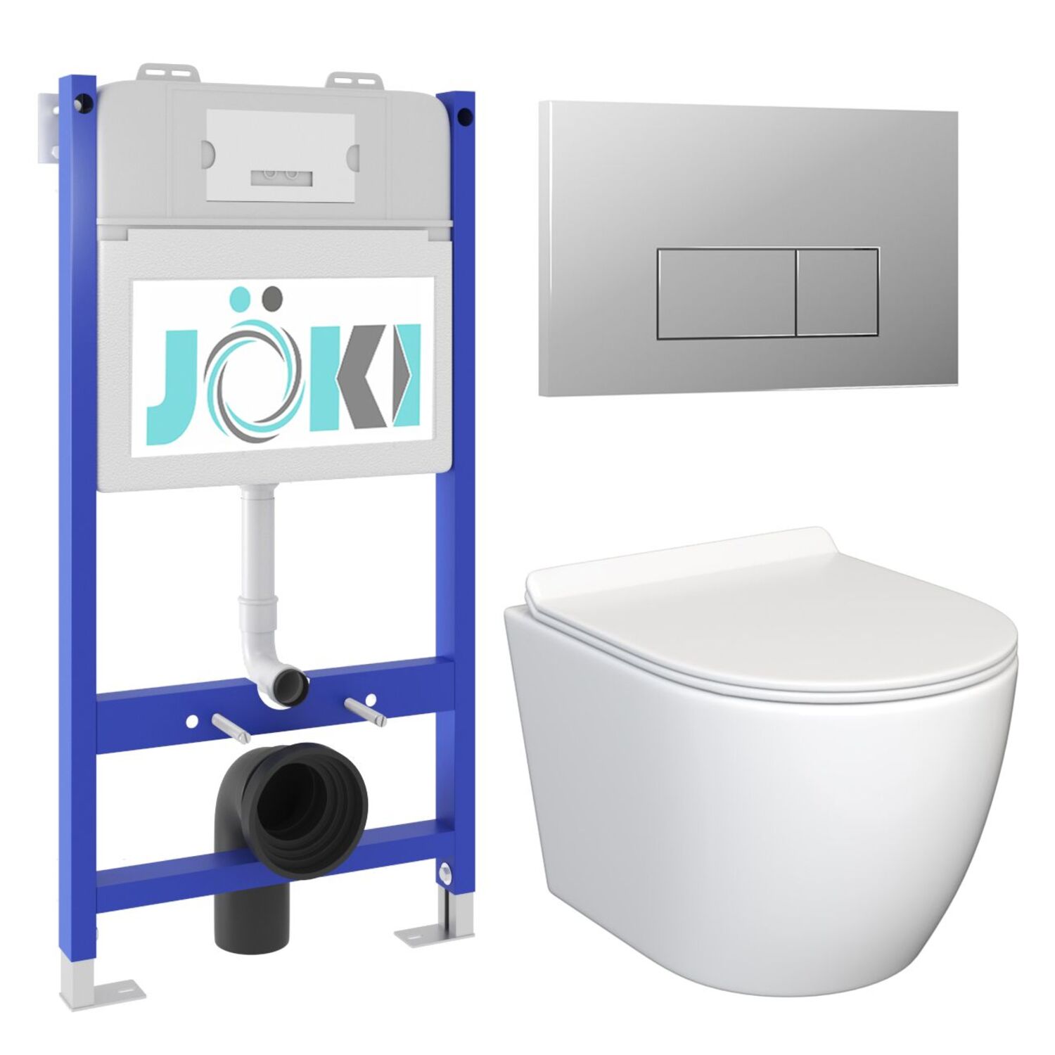 Комплект: JOKI Инсталляция JK03351+Кнопка JK202501CH хром+Stella JK1061016 унитаз белый