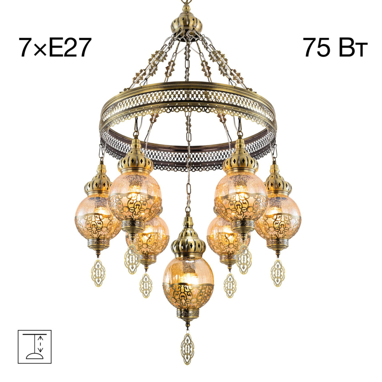 Подвесная люстра Citilux Каир CL419163, арматура бронза, плафоны металл / стекло шампань / бронза