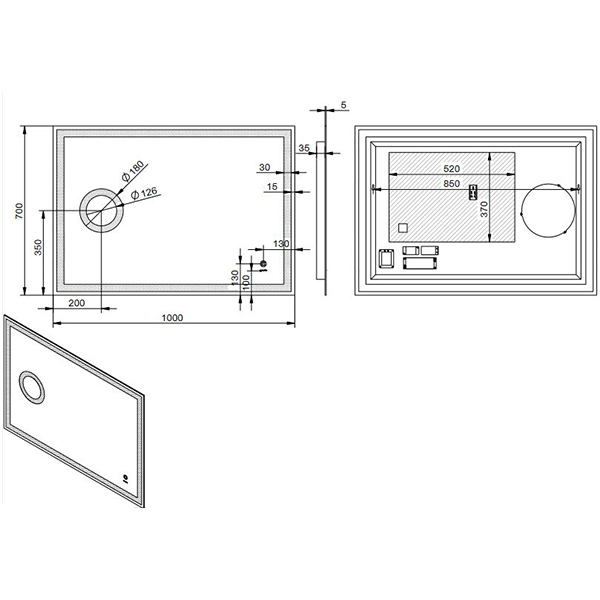 Зеркало Esbano ES-3429KDF 100x70, LED-подсветка, функция антизапотевания, увеличение, сенсорный выключатель - фото 1