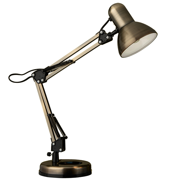 Офисная настольная лампа Arte Lamp Junior A1330LT-1AB, арматура бронза / черная, плафон металл бронза, 15х35 см