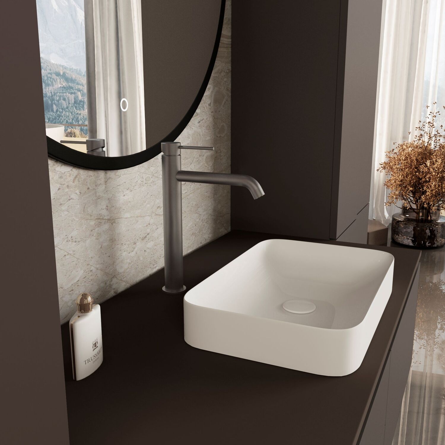 Смеситель Vincea City VBF-2C2GM для раковины, цвет вороненая сталь - фото 1