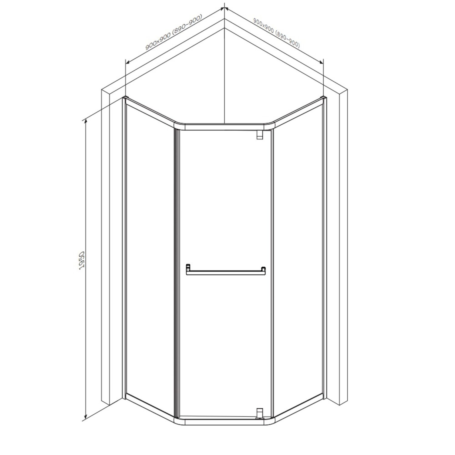 Душевой уголок AM.PM Gem 90x90, без поддона, стекло прозрачное, профиль хром матовый - фото 1