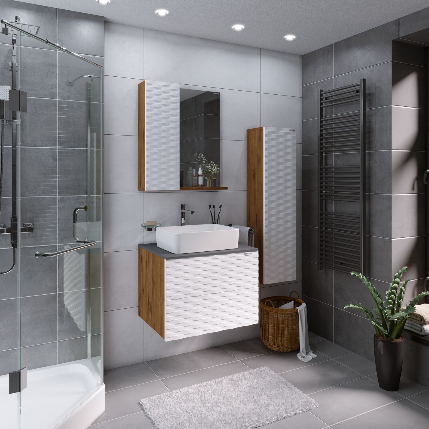 Шкаф-пенал Grossman Альба 30, цвет веллингтон / белый - фото 1