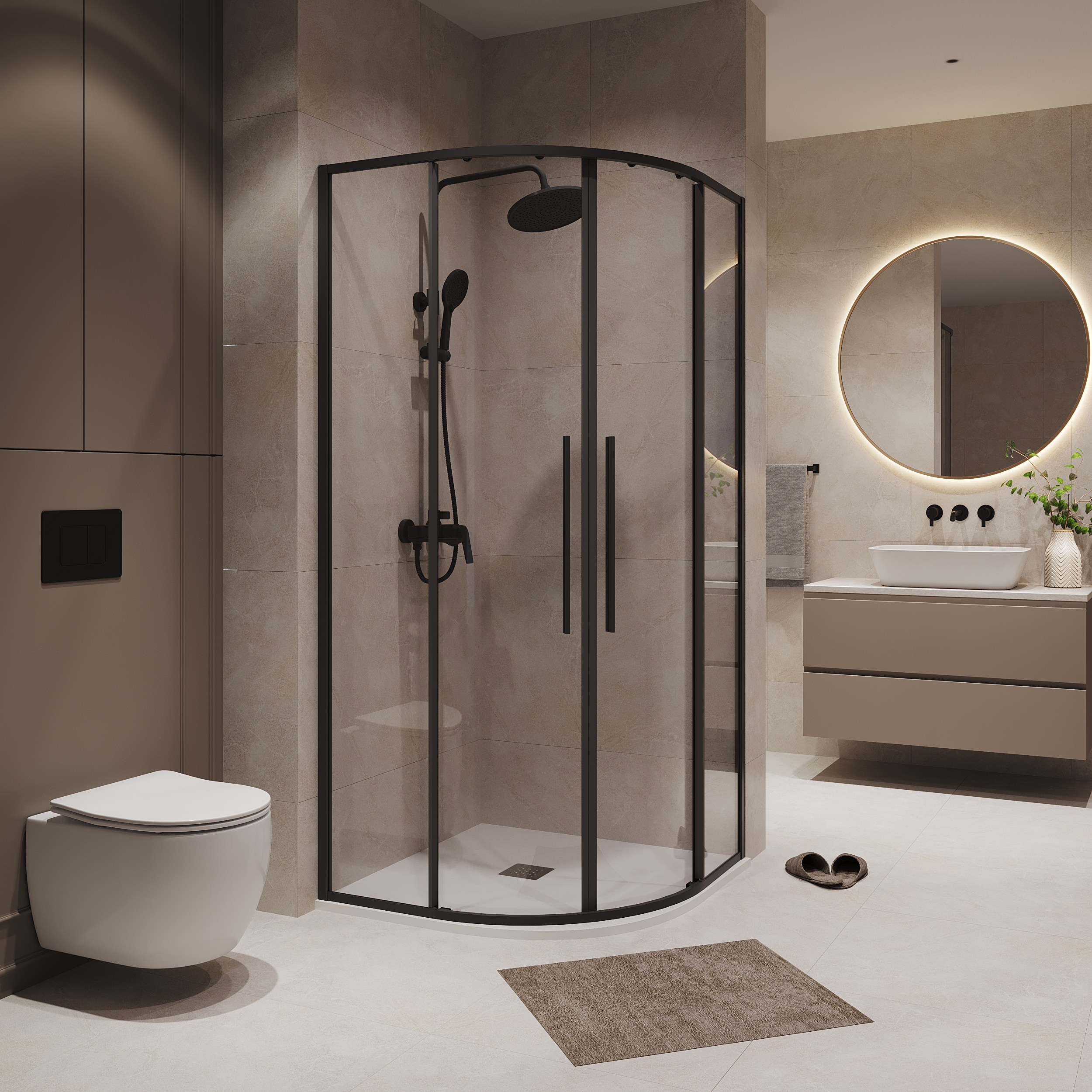 Душевой уголок Niagara Nova NG-6825-34 Black 80x80, стекло прозрачное, профиль черный матовый - фото 1