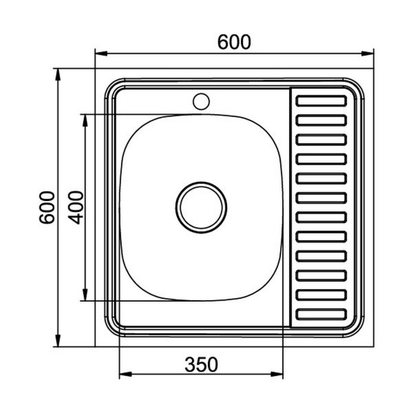 Кухонная мойка Mixline 528014 60x60, с крылом, левая, цвет хром  - фото 1