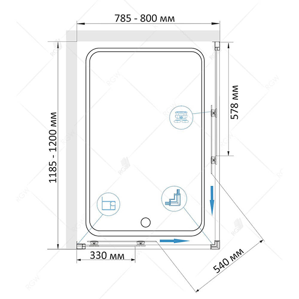 Душевой уголок RGW Classic CL-44 120х80, стекло прозрачное, профиль хром - фото 1