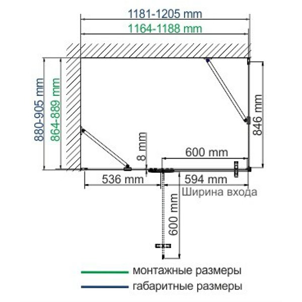 Душевой уголок WasserKRAFT Aller WasserSchutz 10H07L BLACK MATT 120x90 левый, стекло прозрачное, профиль серебристый