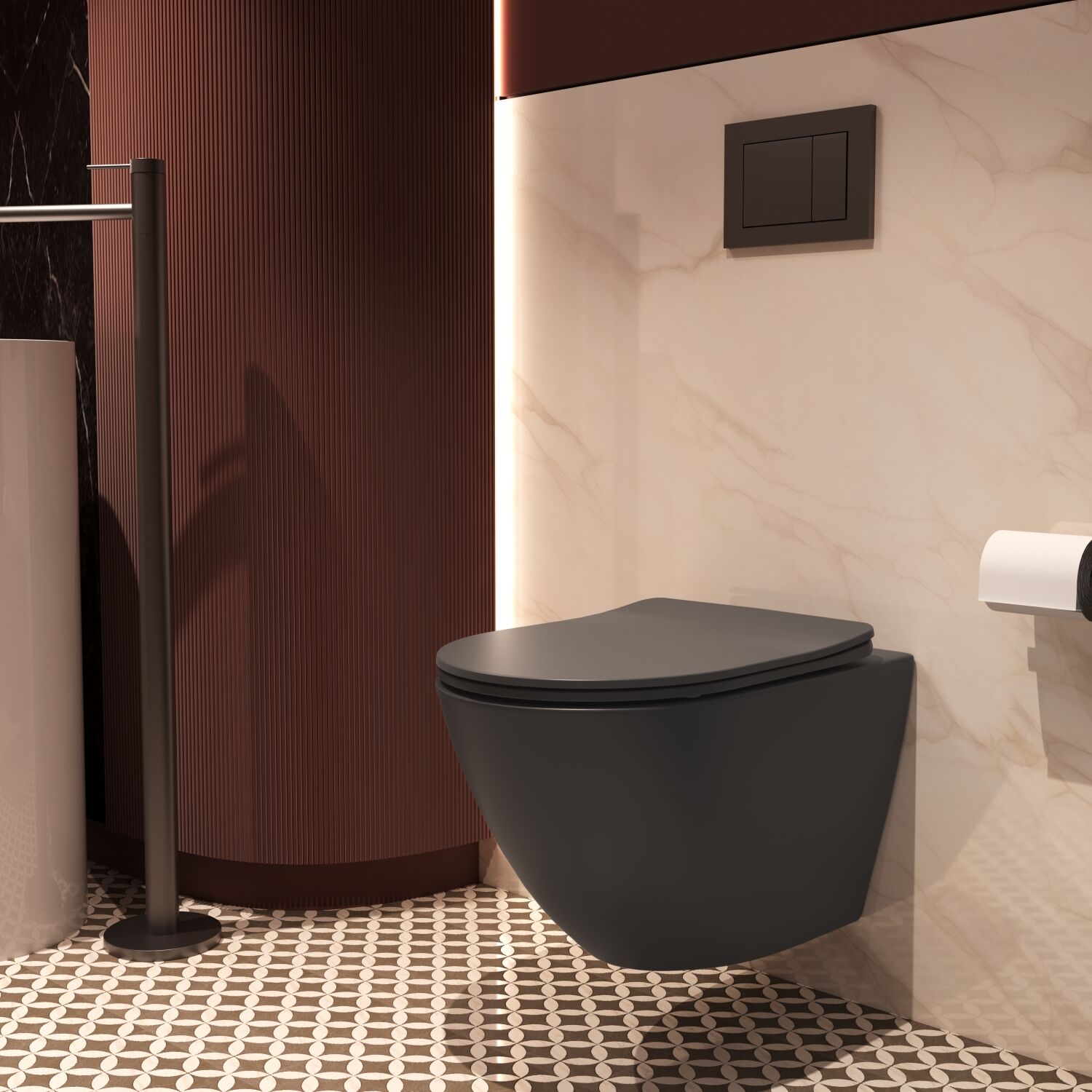 Унитаз Vincea Globo VT1-14STMA подвесной, безободковый, смыв Торнадо, с сиденьем микролифт, цвет антрацит матовый - фото 1