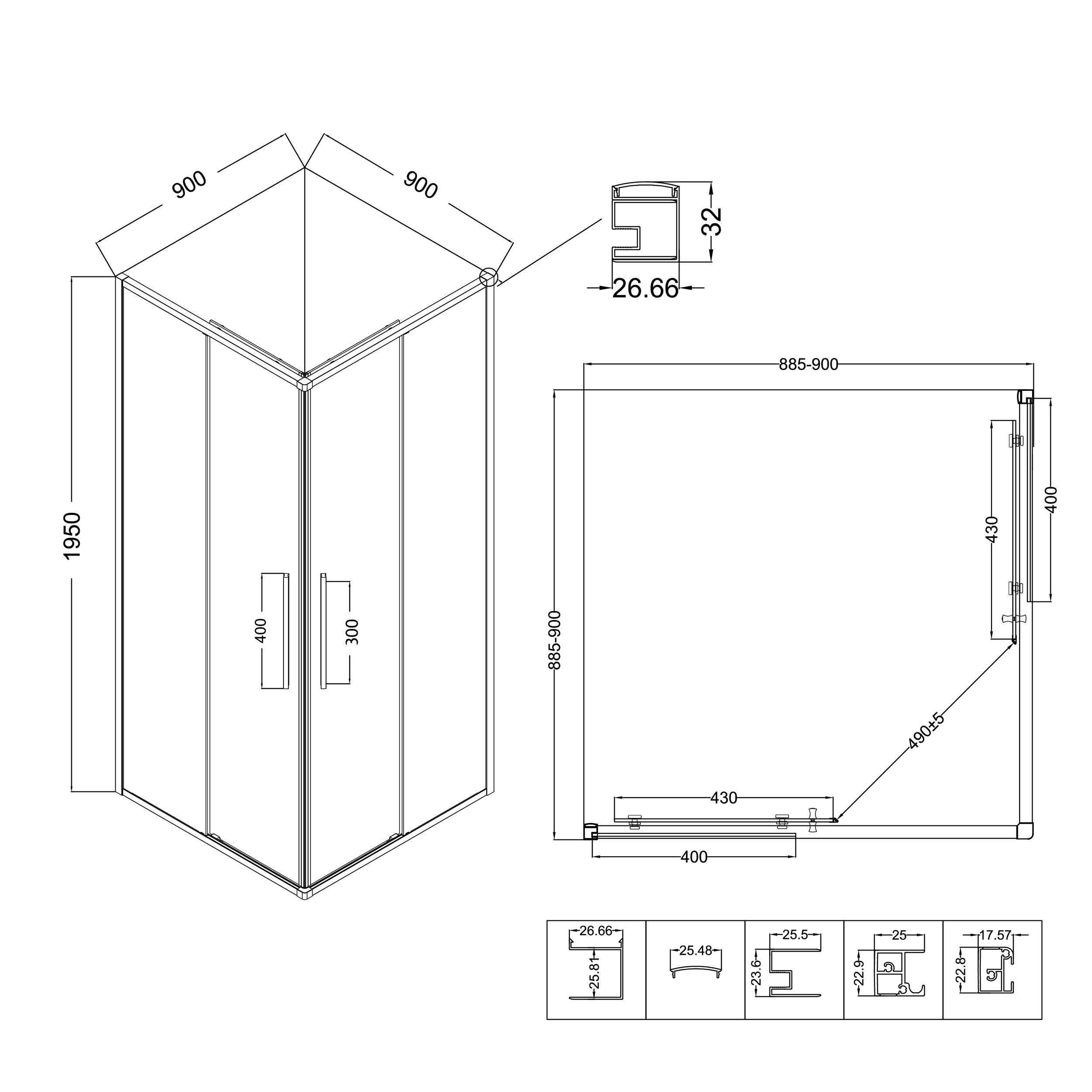 Душевой уголок Niagara Nova NG-2823-34 Black 90x90, стекло тонированное, профиль черный матовый