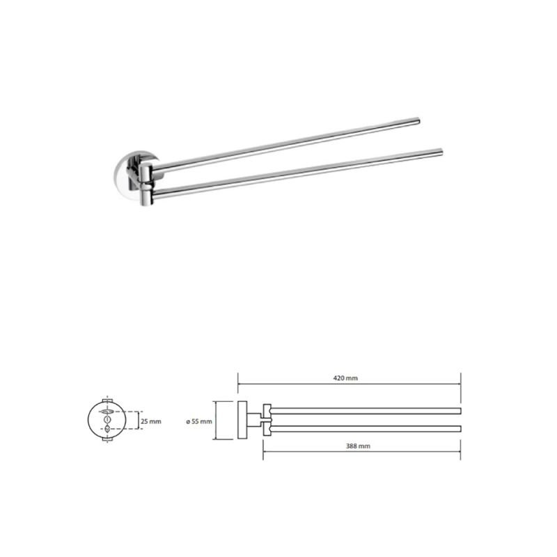 Bemeta Omega 104204191 Держатель полотенца двойной поворотный 40 см - фото 1
