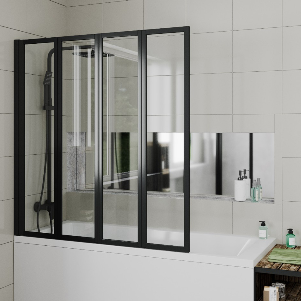 Шторка на ванну CeruttiSPA Bouna B 130x139, стекло прозрачное, профиль черный